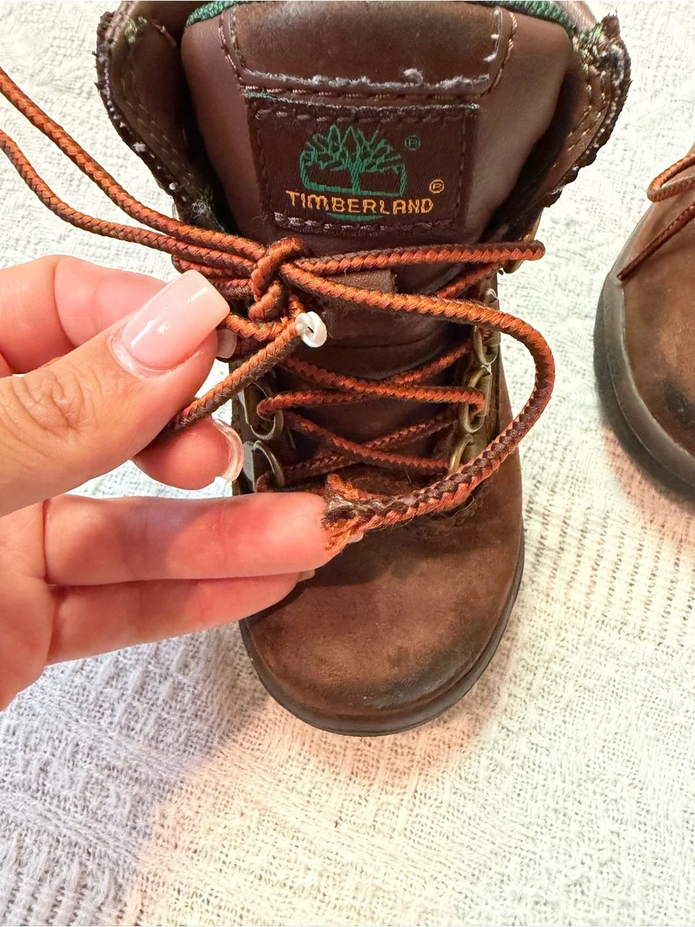 Timberland Brown and Green Kids Hiking Boots